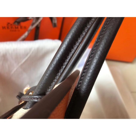 Replica Hermes Tri-Color Birkin 30cm Bag In Orange/White/Black Clemence Leather