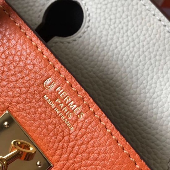 Replica Hermes Tri-Color Birkin 30cm Bag In Orange/White/Black Clemence Leather