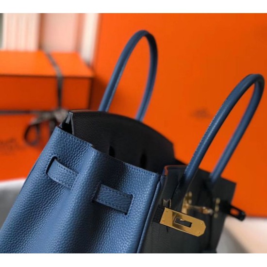 Replica Hermes Birkin 30cm Bag In Blue Agate Clemence Leather