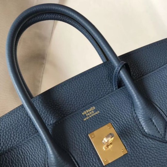 Replica Hermes Birkin 30cm Bag In Blue Agate Clemence Leather