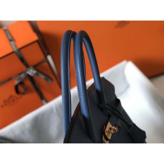 Replica Hermes Birkin 30cm Bag In Blue Agate Clemence Leather