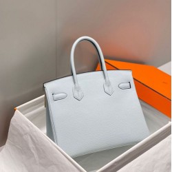 Replica Hermes Birkin 30cm Bag In Blue Brume Clemence Leather GHW