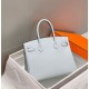Replica Hermes Birkin 30cm Bag In Blue Brume Clemence Leather GHW