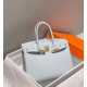 Replica Hermes Birkin 30cm Bag In Blue Brume Clemence Leather GHW