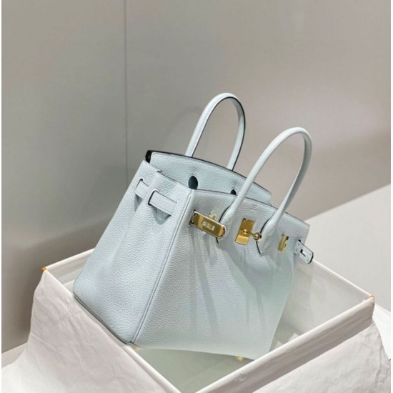 Replica Hermes Birkin 30cm Bag In Blue Brume Clemence Leather GHW