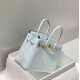 Replica Hermes Birkin 30cm Bag In Blue Brume Clemence Leather GHW