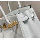Replica Hermes Birkin 30cm Bag In Blue Brume Clemence Leather GHW