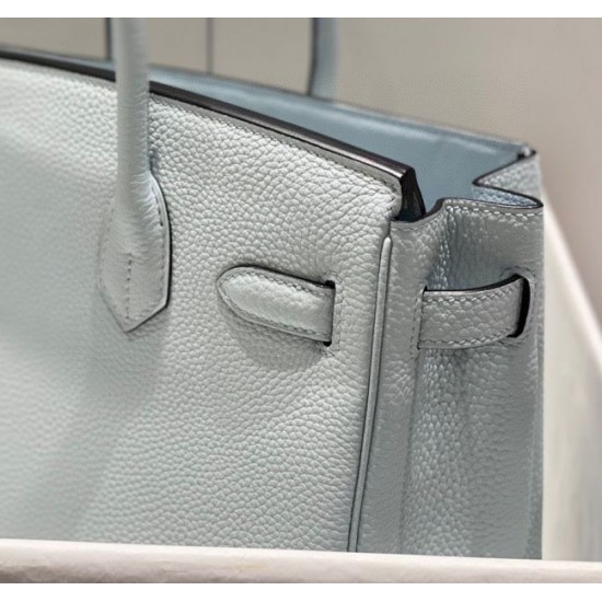 Replica Hermes Birkin 30cm Bag In Blue Brume Clemence Leather GHW