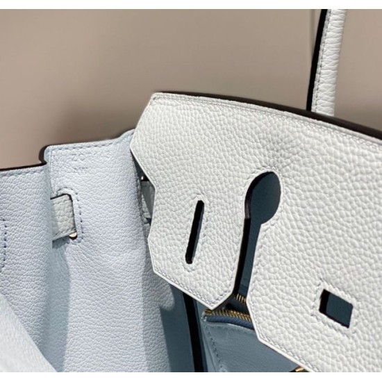 Replica Hermes Birkin 30cm Bag In Blue Brume Clemence Leather GHW