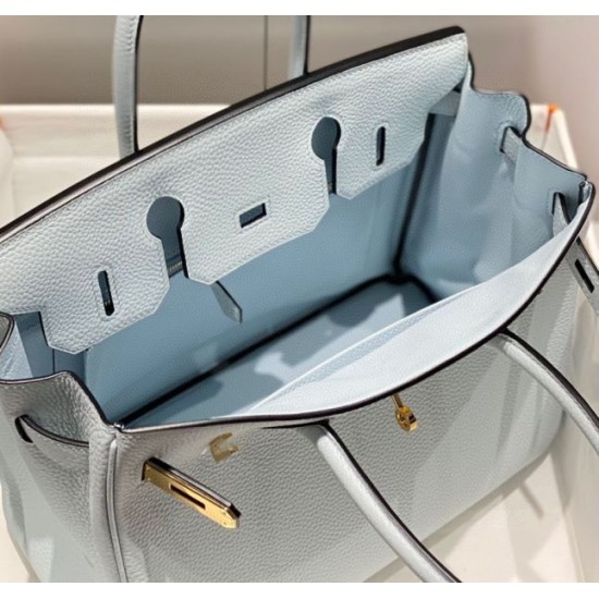 Replica Hermes Birkin 30cm Bag In Blue Brume Clemence Leather GHW