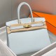 Replica Hermes Birkin 30cm Bag In Blue Brume Clemence Leather GHW