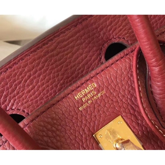 Fake Hermes Birkin 30cm Bag In Bordeaux Clemence Leather Replica