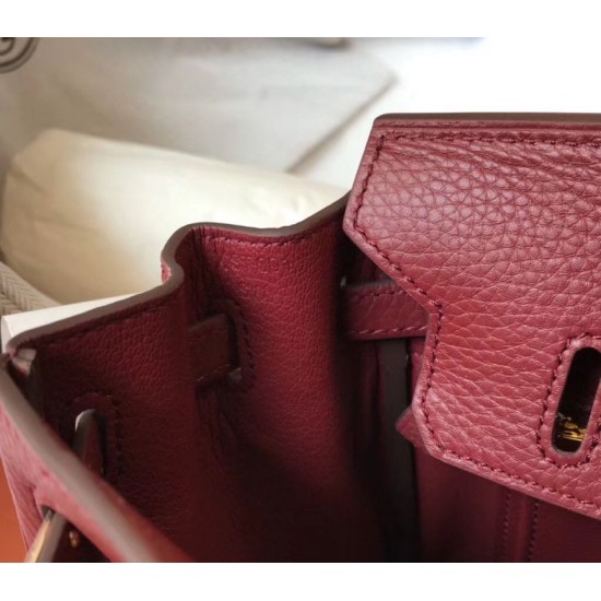 Fake Hermes Birkin 30cm Bag In Bordeaux Clemence Leather Replica