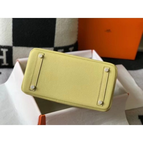 Fake Hermes Birkin 30cm Bag In Jaune Poussin Clemence Leather GHW Replica
