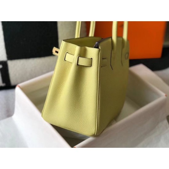 Fake Hermes Birkin 30cm Bag In Jaune Poussin Clemence Leather GHW Replica