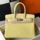Fake Hermes Birkin 30cm Bag In Jaune Poussin Clemence Leather GHW Replica