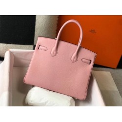 Fake Hermes Pink Clemence Birkin 30cm Bag GHW Replica