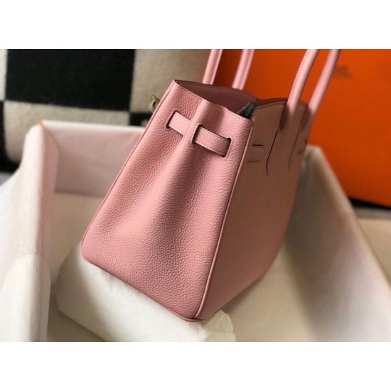 Fake Hermes Pink Clemence Birkin 30cm Bag GHW Replica
