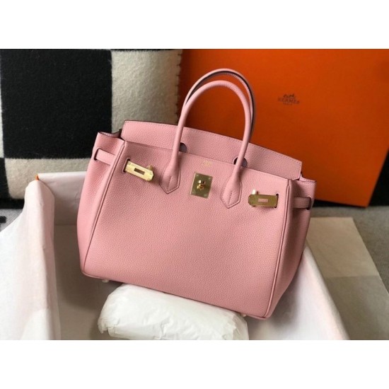 Fake Hermes Pink Clemence Birkin 30cm Bag GHW Replica