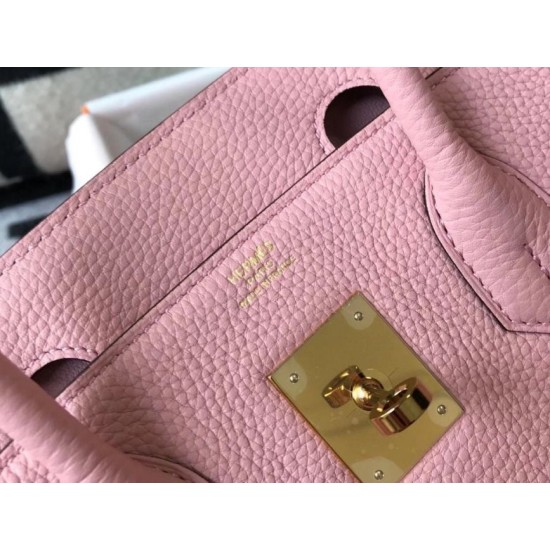 Fake Hermes Pink Clemence Birkin 30cm Bag GHW Replica