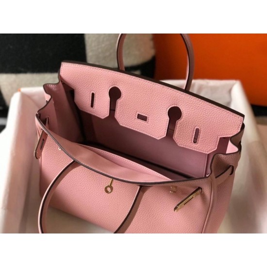 Fake Hermes Pink Clemence Birkin 30cm Bag GHW Replica