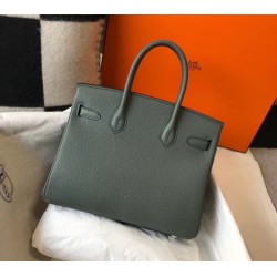 Fake Hermes Birkin 30cm Bag In Vert Amande Clemence Leather Replica