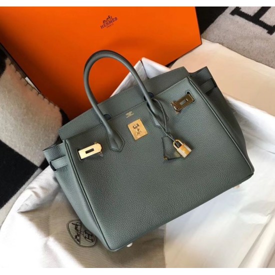 Fake Hermes Birkin 30cm Bag In Vert Amande Clemence Leather Replica
