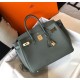 Fake Hermes Birkin 30cm Bag In Vert Amande Clemence Leather Replica