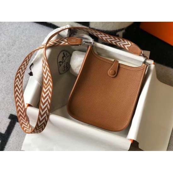 Fake Hermes Evelyne III TPM Mini Bag In Gold Clemence Leather Replica