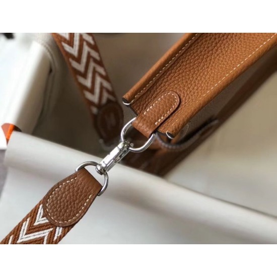 Fake Hermes Evelyne III TPM Mini Bag In Gold Clemence Leather Replica