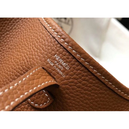 Fake Hermes Evelyne III TPM Mini Bag In Gold Clemence Leather Replica