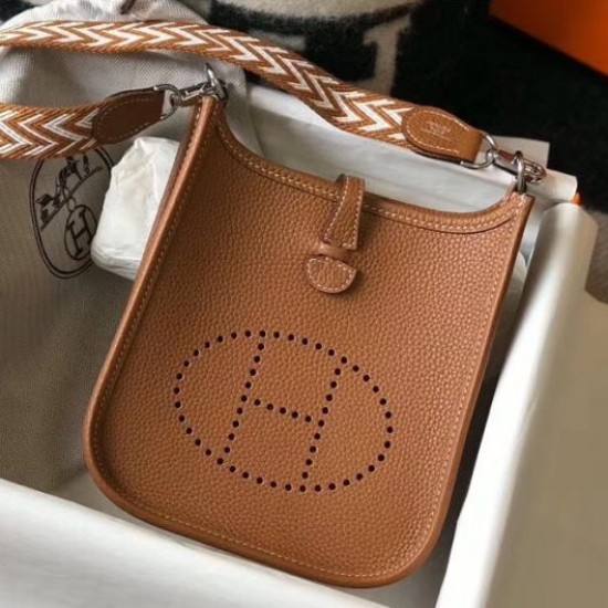 Fake Hermes Evelyne III TPM Mini Bag In Gold Clemence Leather Replica