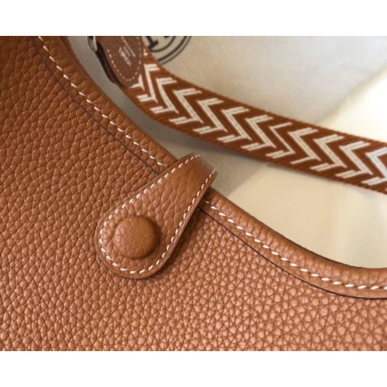 Fake Hermes Evelyne III TPM Mini Bag In Gold Clemence Leather Replica