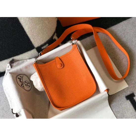 Replica Hermes Evelyne III TPM Mini Bag In Orange Clemence Leather