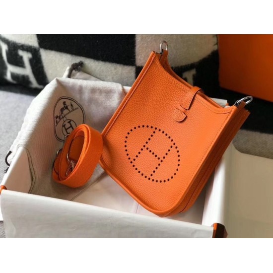 Replica Hermes Evelyne III TPM Mini Bag In Orange Clemence Leather