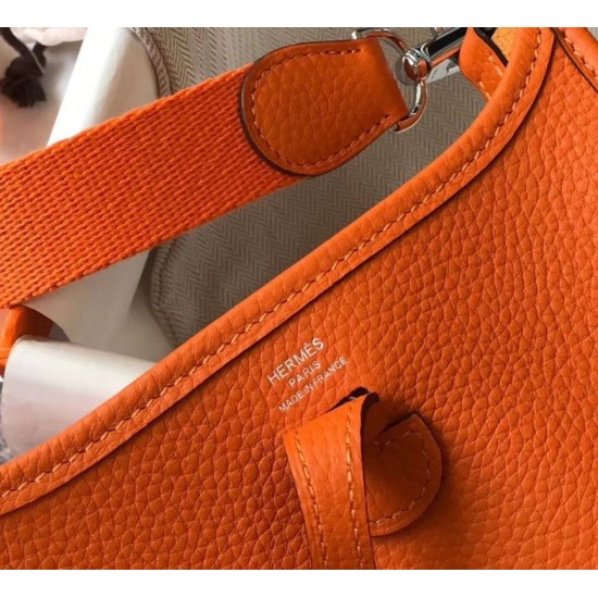 Replica Hermes Evelyne III TPM Mini Bag In Orange Clemence Leather