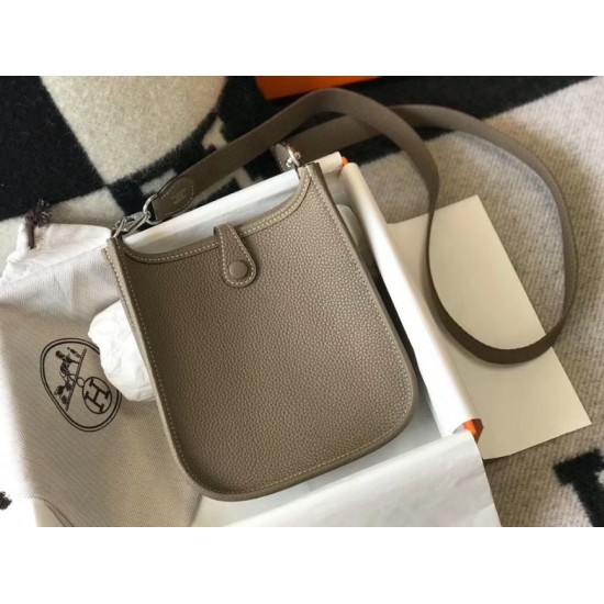 Replica Hermes Evelyne III TPM Mini Bag In Taupe Clemence Leather