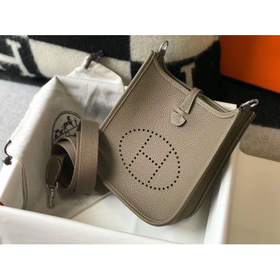 Replica Hermes Evelyne III TPM Mini Bag In Taupe Clemence Leather