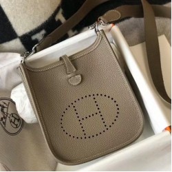 Replica Hermes Evelyne III TPM Mini Bag In Taupe Clemence Leather