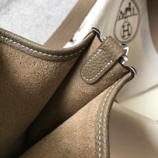 Replica Hermes Evelyne III TPM Mini Bag In Taupe Clemence Leather