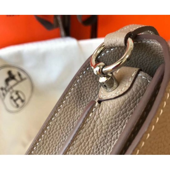Replica Hermes Sac Roulis Mini Bag In Grey Evercolor Calfskin