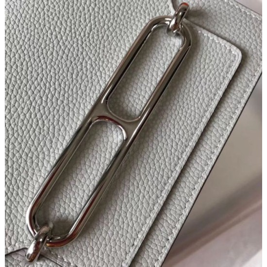 Fake Hermes Sac Roulis Mini Bag In Pearl Grey Evercolor Calfskin Replica