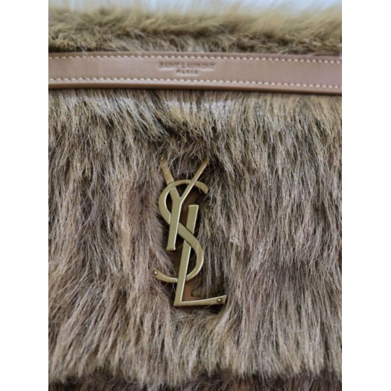 Replica YSL Saint Laurent Niki Large Shoulder Bag in Brown Shearling