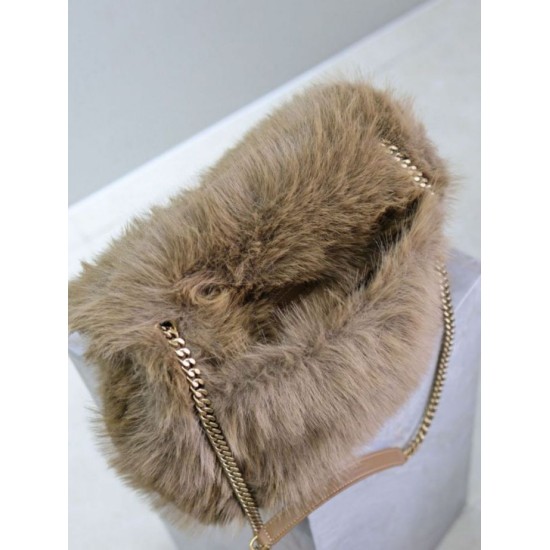 Replica YSL Saint Laurent Niki Large Shoulder Bag in Brown Shearling