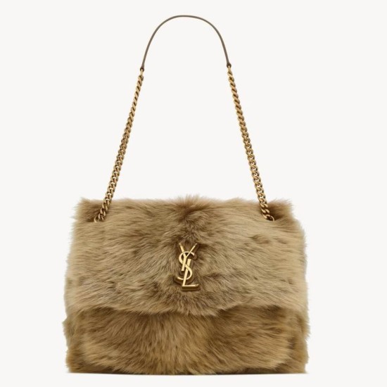 Replica YSL Saint Laurent Niki Large Shoulder Bag in Brown Shearling