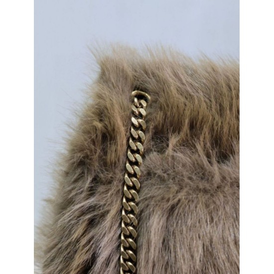 Replica YSL Saint Laurent Niki Large Shoulder Bag in Brown Shearling