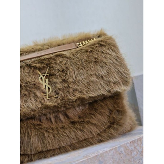 Replica YSL Saint Laurent Niki Oversized Shoulder Bag in Brown Shearling Fake YSL Saint Laurent Niki Oversized Shoulder Bag in Brown Shearling Replica