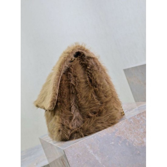Replica YSL Saint Laurent Niki Oversized Shoulder Bag in Brown Shearling Fake YSL Saint Laurent Niki Oversized Shoulder Bag in Brown Shearling Replica