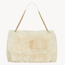 Replica YSL Saint Laurent Niki Oversized Shoulder Bag in White Shearling