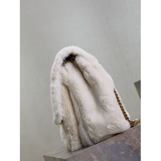 Replica YSL Saint Laurent Niki Oversized Shoulder Bag in White Shearling